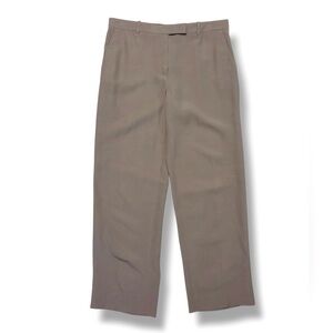 ARMANI COLLEZIONI Tan Mid Rise Flat Front Linen Blend Straight Leg Dress Pants